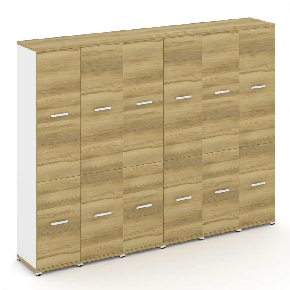 Concept Шкаф 6 узких секций, 5 ниш CN.STU-562 W Дуб Винченцо/Белый Бриллиант/Металл Белый 2500*420*1