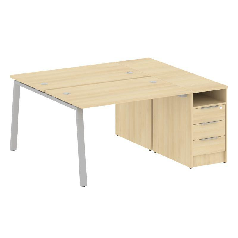 Metal System Рабочая станция с тумбой на А-образном м/к БА.РС-СТП-2.2 Акация Лорка/Металл Серый 1612