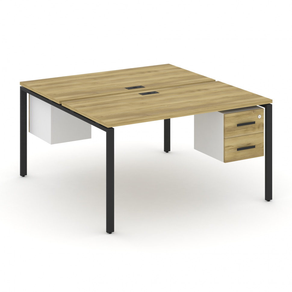 Concept Рабочая станция 2 сторонняя с подвесными тумбами на 2 места CN.DRS-115 B Дуб Винченцо/Белый