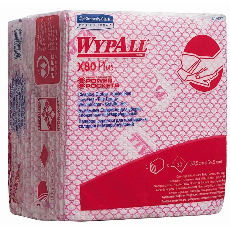 Материал протирочный нетканый WypAll X80 Plus красный 30л/уп 19127 (KFC) Материал протирочный нетканый WypAll X80 Plus красный 30л/уп 19127 (KFC)