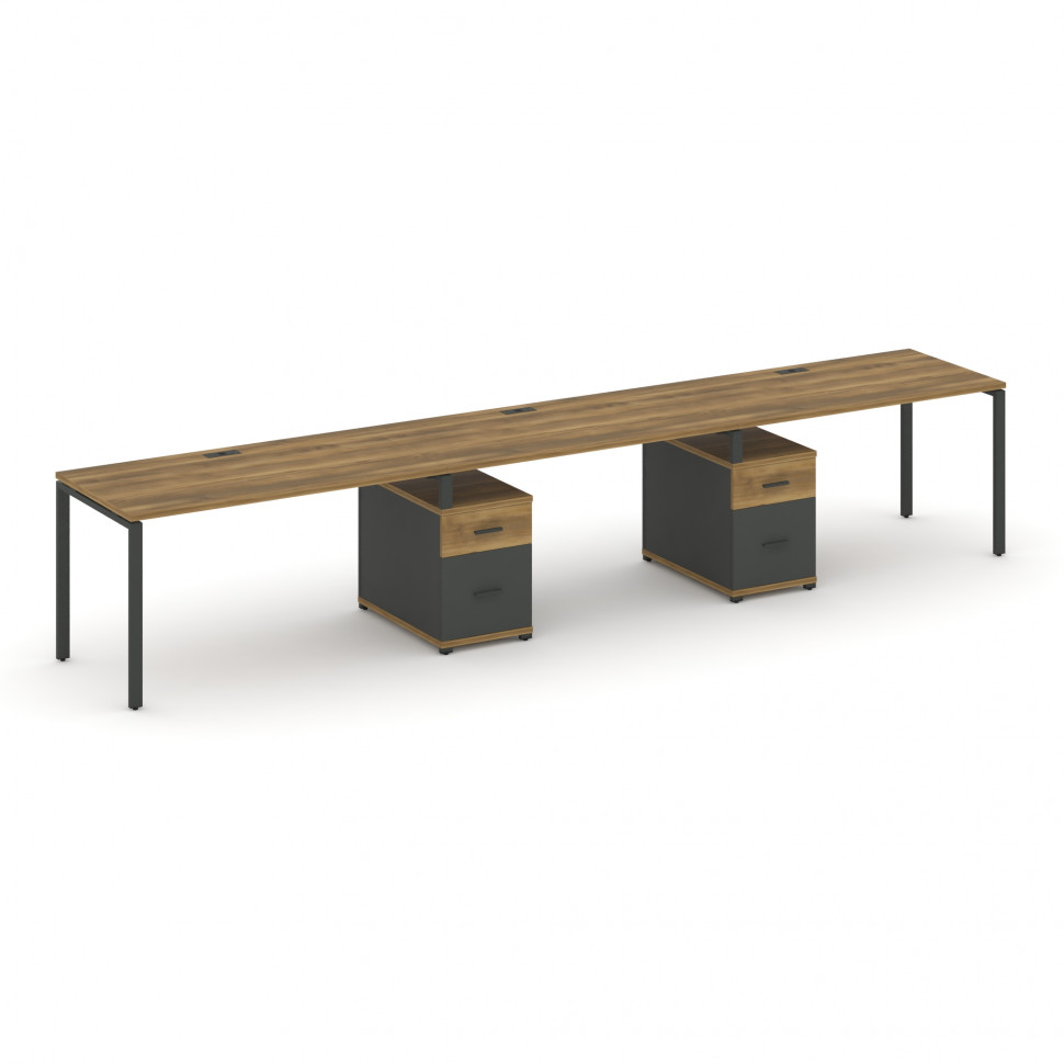 Concept Рабочая станция 3 места с 2 опорными тумбами CN.ORS-340 A Сандал Янтарный/Антрацит/Металл Ан