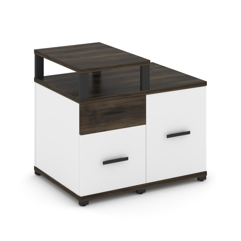 Concept Тумба приставная сервисная с надставкой узкой CN.TSR-002 B Дуб Мали/Белый Бриллиант/Металл Ч Concept Тумба приставная сервисная с надставкой узкой CN.TSR-002 B Дуб Мали/Белый Бриллиант/Металл Ч