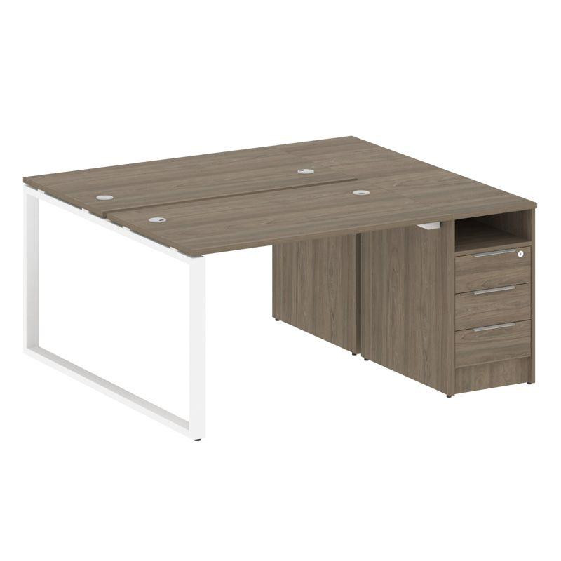 Metal System Рабочая станция с тумбой на О-образном м/к БО.РС-СТП-2.2 Вяз Благородный/Металл Белый 1