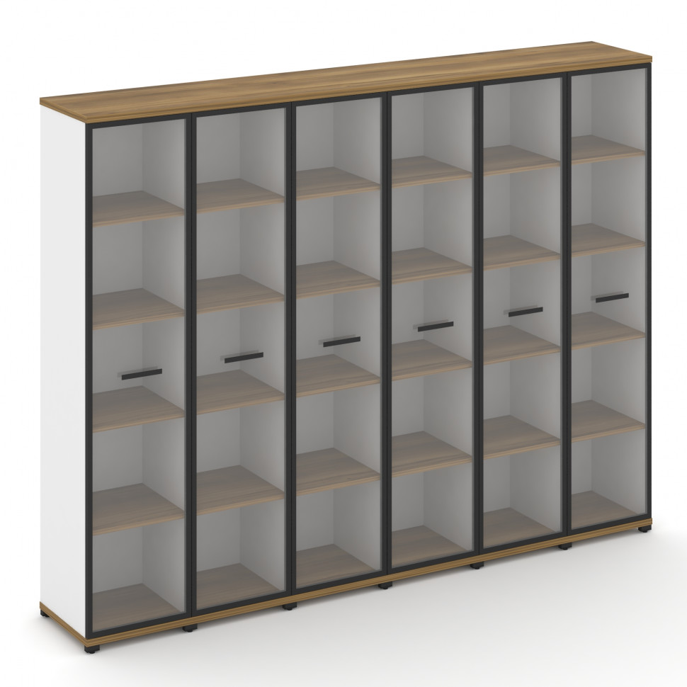 Concept Шкаф 6 узких секций, 5 ниш CN.STU-568 RPB B Сандал Янтарный/Белый Бриллиант/Металл Черный/Пр