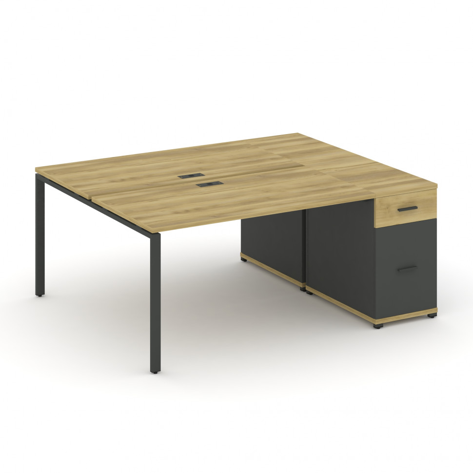 Concept Рабочая станция с 1 опорной тумбой CN.DRS-405 A Дуб Винченцо/Антрацит/Металл Антрацит 1400*1