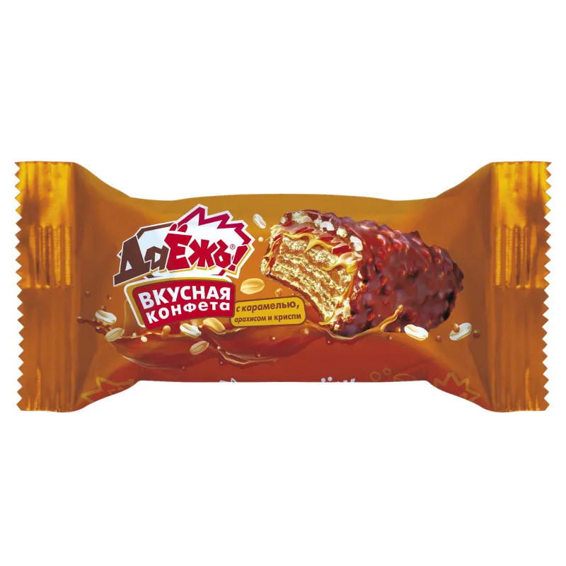 Конфеты ДаЁжъ вафельные мини с карамелью, арахисом и криспи, пакет 1кг