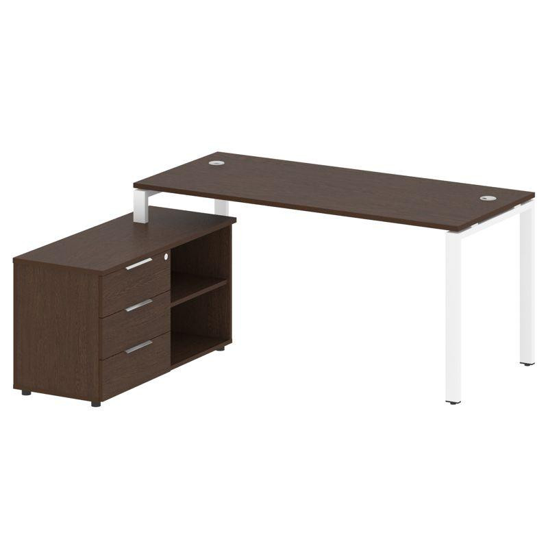 Metal System Рабочая станция с тумбой на П-образном м/к БП.РС-СТС-2.4 (L) Венге Цаво/Металл Белый 17