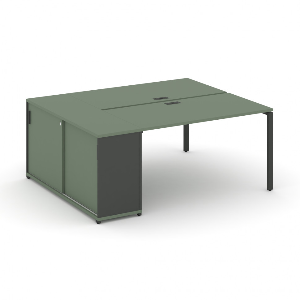 Concept Рабочая станция с опорным шкафом-купе CN.DRS-233 A Кобо/Антрацит/Металл Антрацит 1400*1480*7