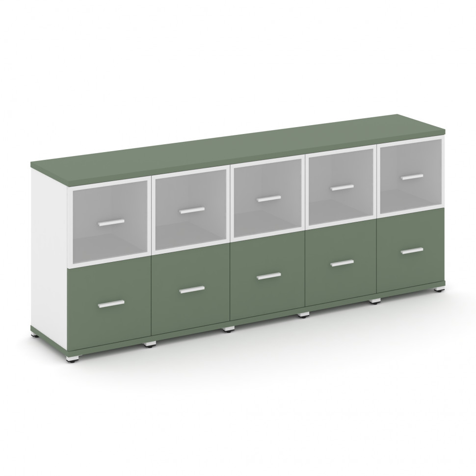 Concept Шкаф 5 узких секций, 2 ниши CN.STU-252 RMW W Кобо/Белый Бриллиант/Металл Белый/Сатин 2084*42