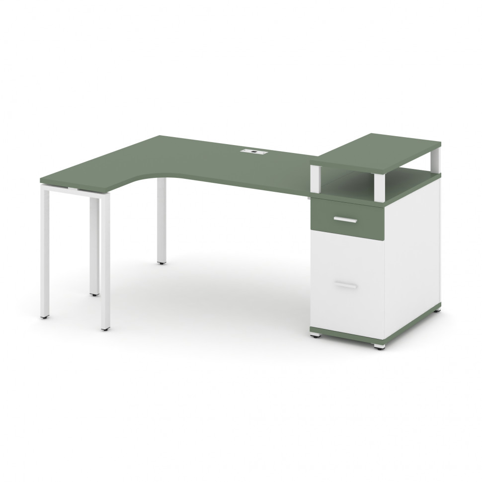 Concept Стол эргономичный CN.SA-407(L) W Кобо/Белый Бриллиант/Металл Белый 1800*1180*917 Concept Стол эргономичный CN.SA-407(L) W Кобо/Белый Бриллиант/Металл Белый 1800*1180*917