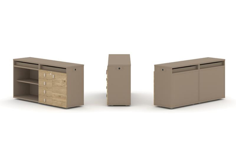 Estetica Набор №4. Тумба двойная+топ ES.NB.2T-4 Латте/Тиквуд Светлый 1500*410*750