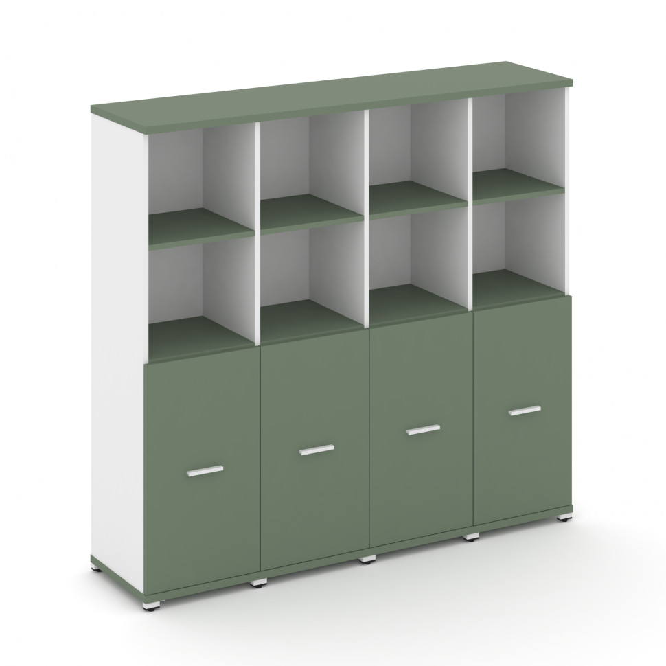 Concept Шкаф 4 узкие секции, 4 ниши CN.STU-441 W Кобо/Белый Бриллиант/Металл Белый 1668*420*1554