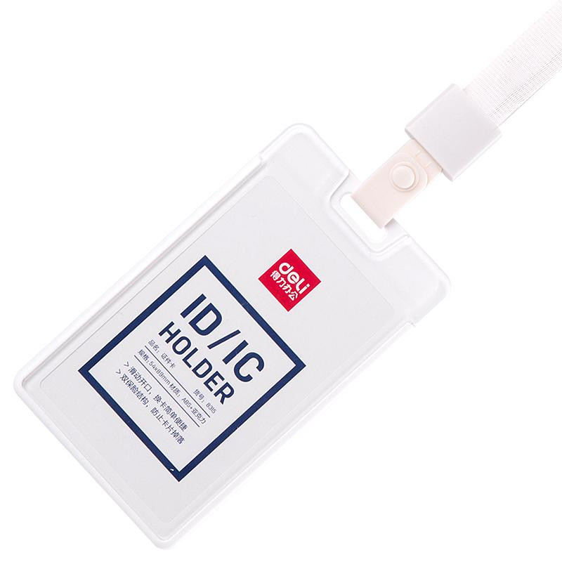 Бейдж Deli 8315 вертик. без держат., вкладыш: 54x89мм, пластик, белый, 1 шт