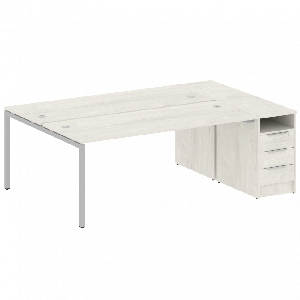 Metal System Quattro Рабочая станция с тумбой на П-образном м/к 40БП.РС-СТП-2.5 Дуб Наварра/Металл С