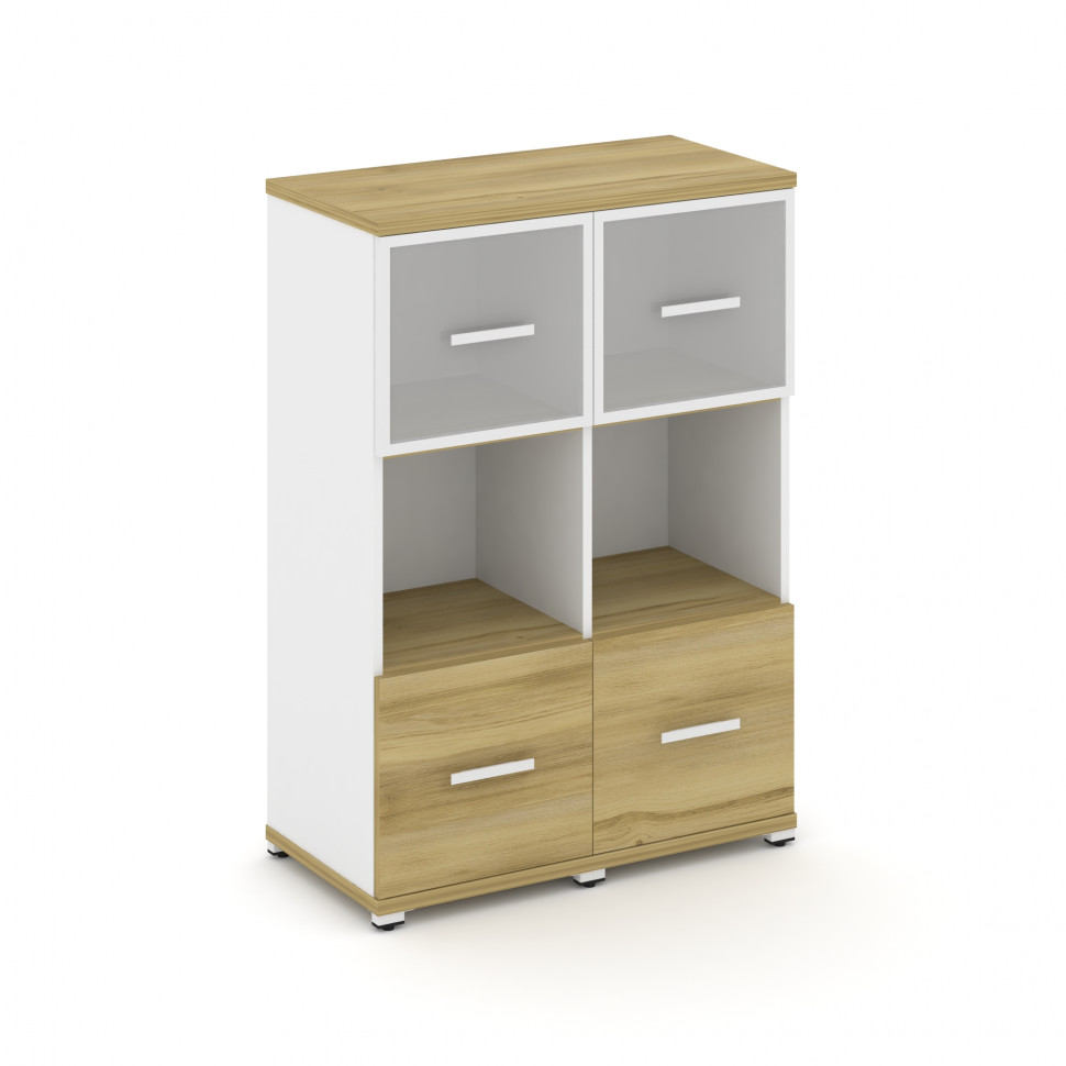 Concept Шкаф 2 узкие секции, 3 ниши CN.STU-325 RMW W Дуб Винченцо/Белый Бриллиант/Металл Белый/Сатин