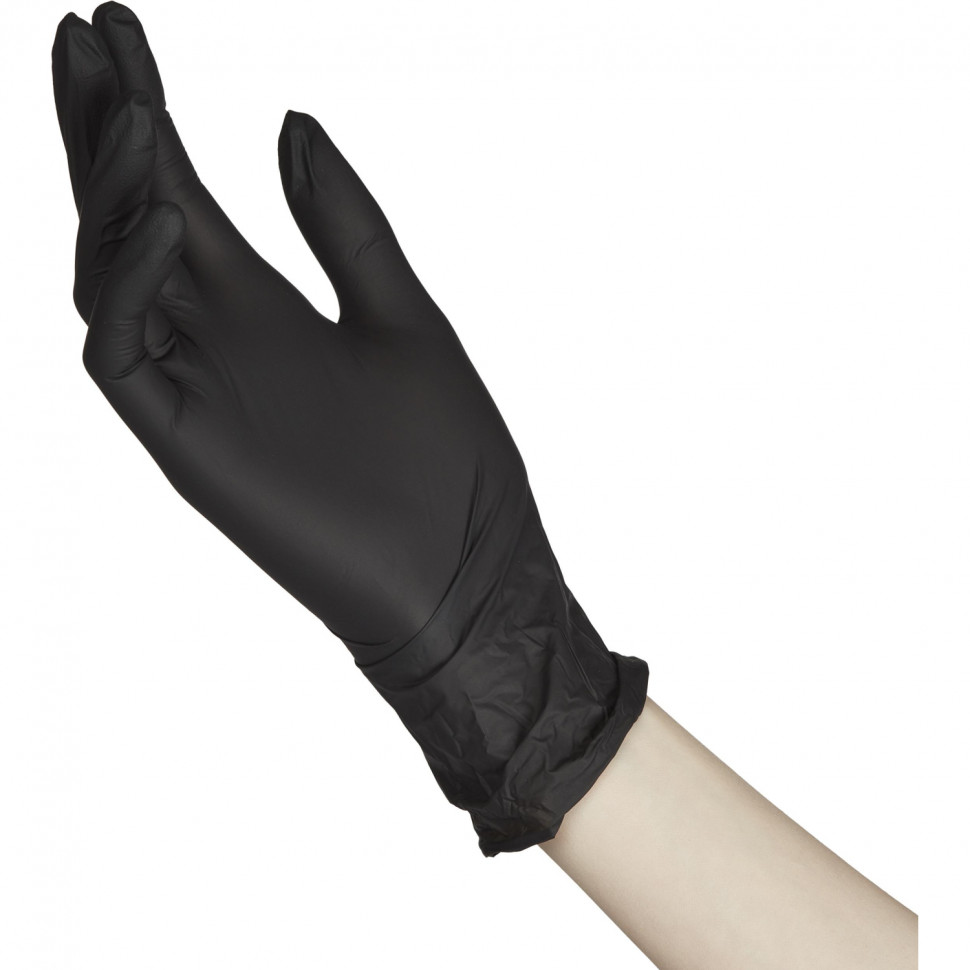 Перчатки нитрил., н/с, н/о,3,5г./шт,черн.FOXY-GLOVES S 50 пар/уп ШК4181