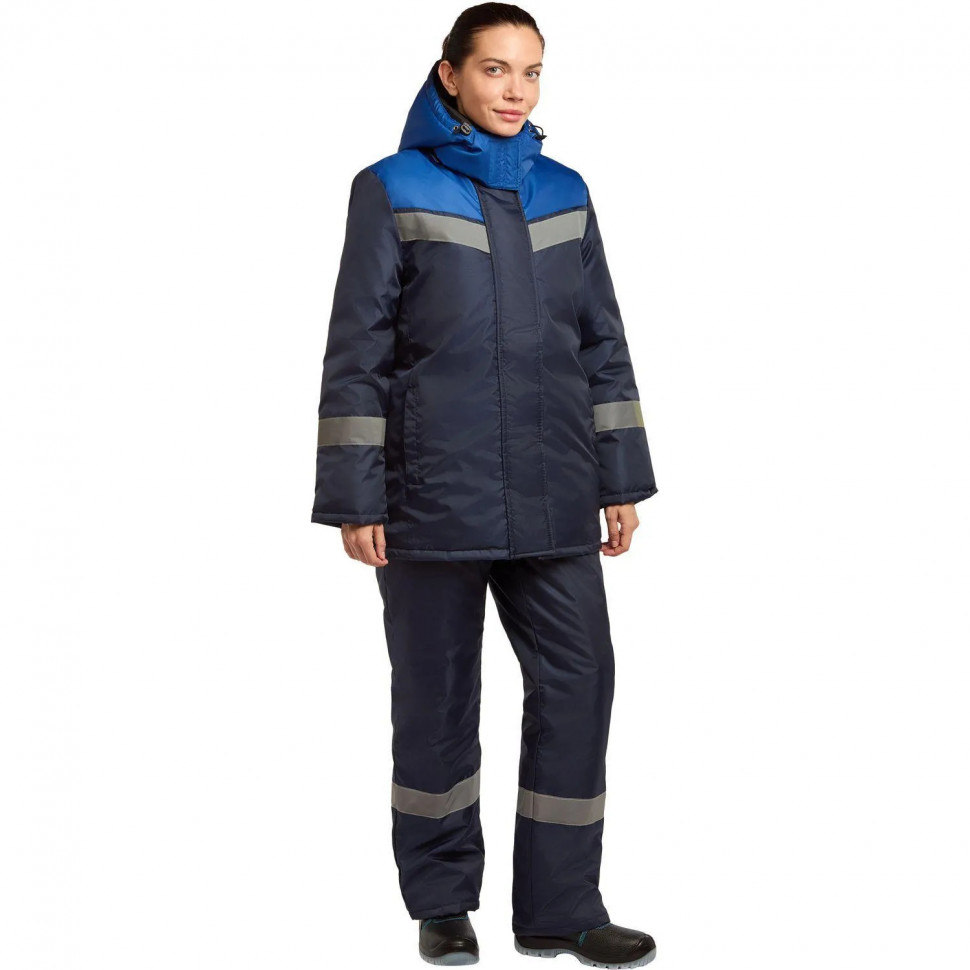 Куртка рабочая зимняя женская з46-КУ син/вас (р.48-50) 158-164