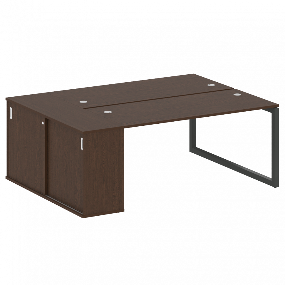 Metal System Quattro Рабочая станция с шкафом-купе на О-образном м/к 50БО.РС-СШК-1.4 Т Венге Цаво/Ме