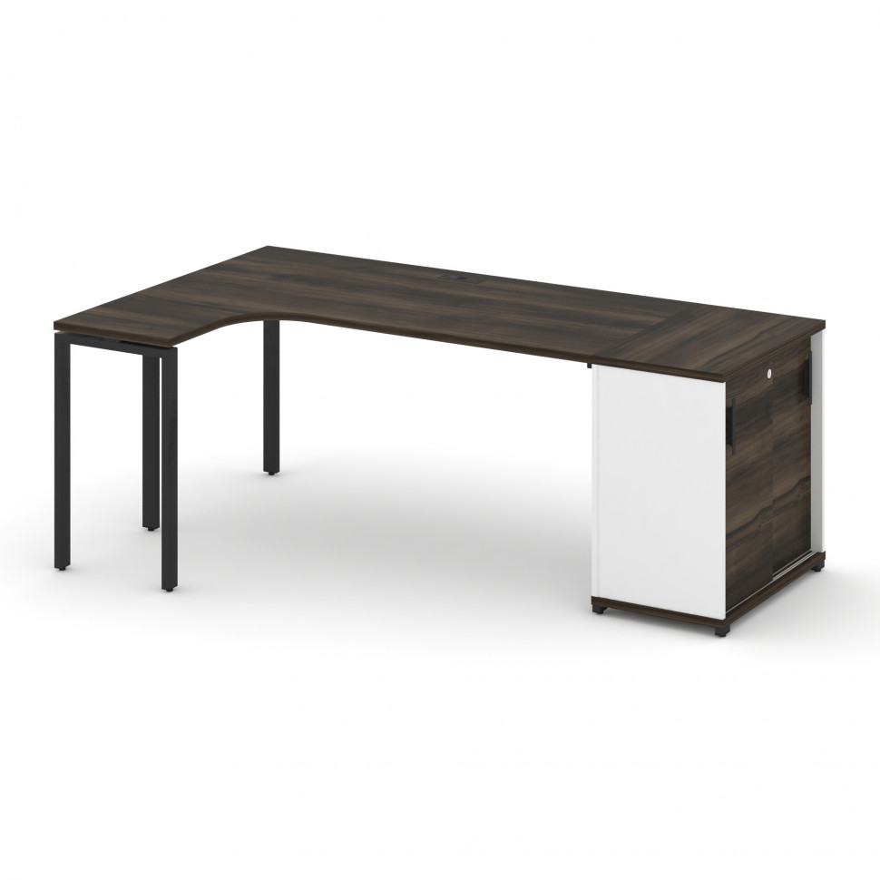 Concept Стол эргономичный с опорным шкафом-купе CN.SA-218(L) B Дуб Мали/Белый Бриллиант/Металл Черн Concept Стол эргономичный с опорным шкафом-купе CN.SA-218(L) B Дуб Мали/Белый Бриллиант/Металл Черн