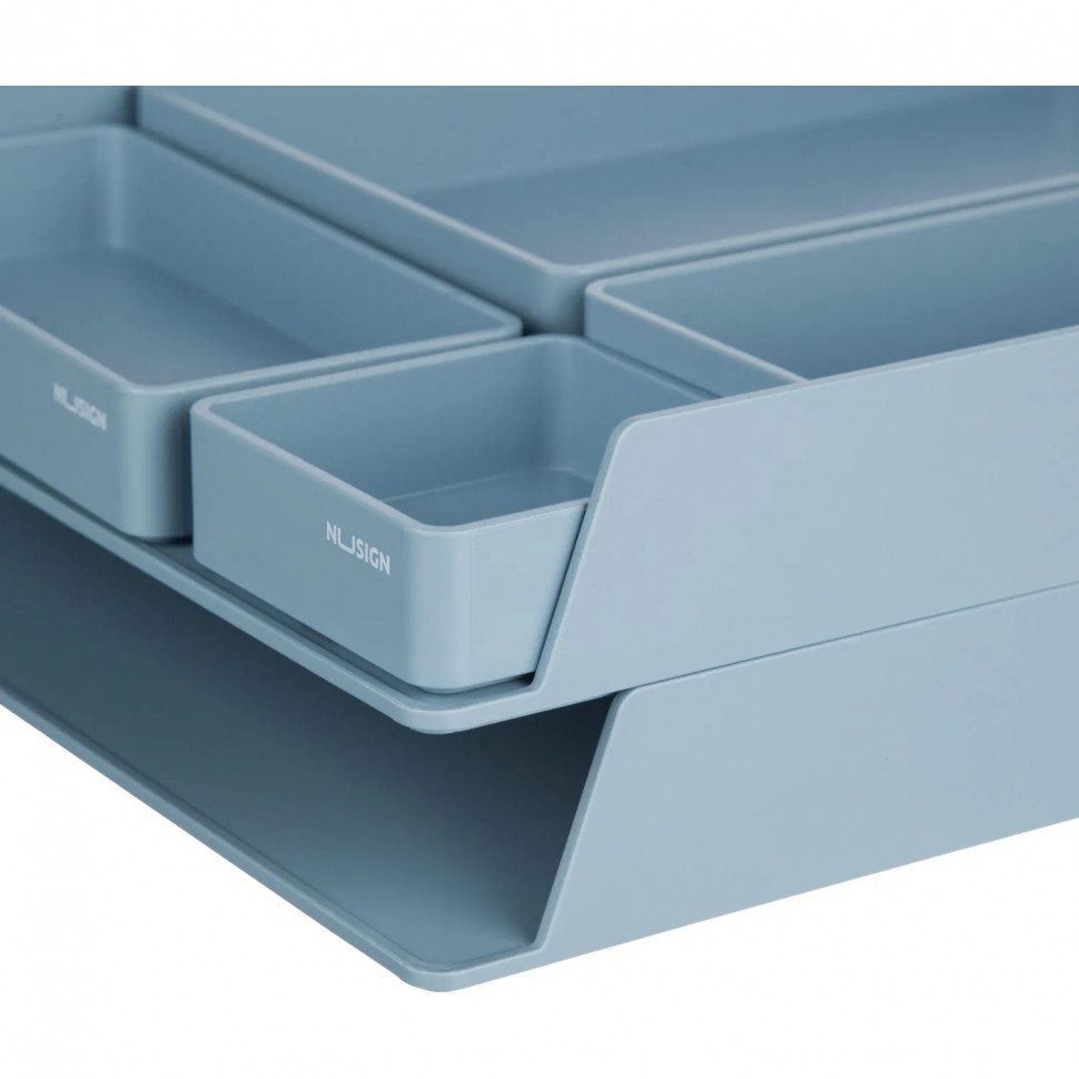 Лоток горизонтальный д/бум Deli NuSign ENS001-blue 2лотка + орган-р син