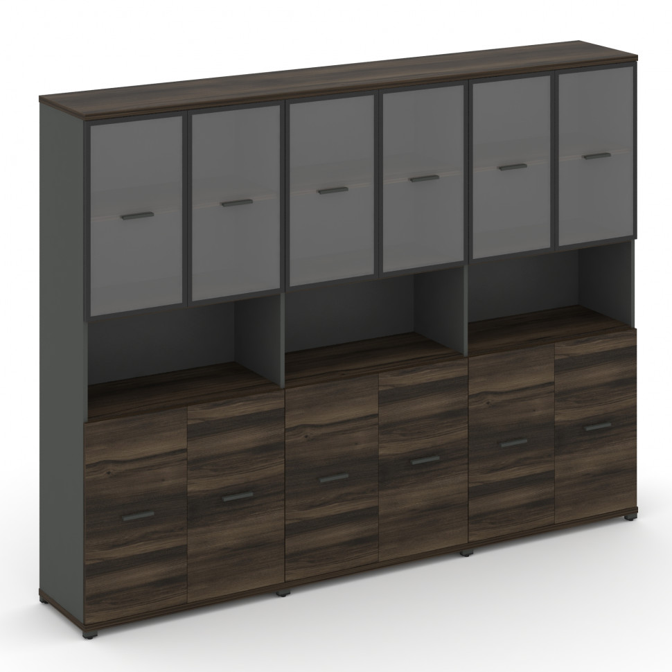 Concept Шкаф 3 широкие секции, 5 ниш CN.STS-533 RPB A Дуб Мали/Антрацит/Металл Антрацит/Прозрачный 2