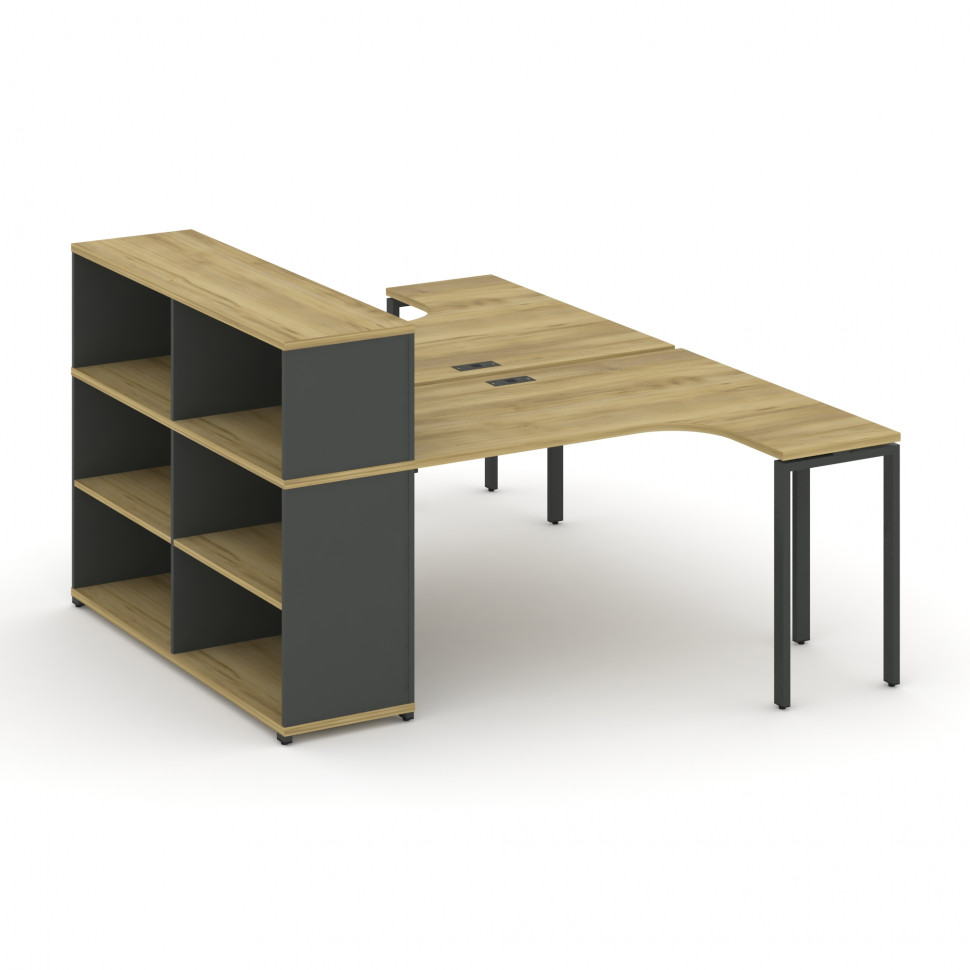 Concept Рабочая станция с опорным стеллажом с надставкой низ. CN.DSA-205 Дуб Винченцо/Антрацит/Метал