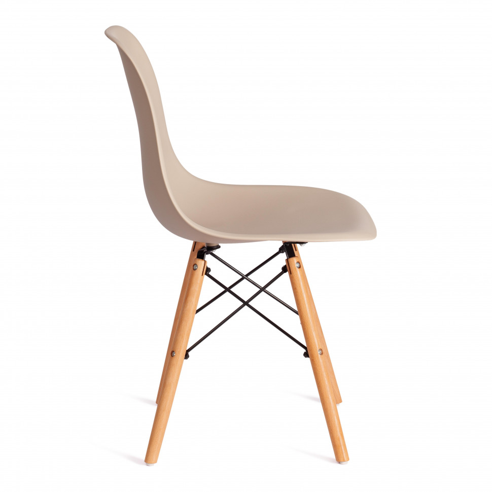 Стул CINDY (EAMES) (mod. 1801) дерево бук/металл/сиденье пластик, 45x51x82 см, Beige (Бежевый)