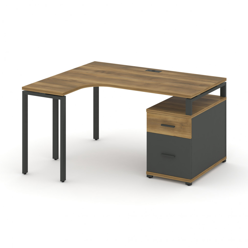 Concept Стол эргономичный с опорной тумбой CN.SA-302(L) A Сандал Янтарный/Антрацит/Металл Антрацит 1 Concept Стол эргономичный с опорной тумбой CN.SA-302(L) A Сандал Янтарный/Антрацит/Металл Антрацит 1