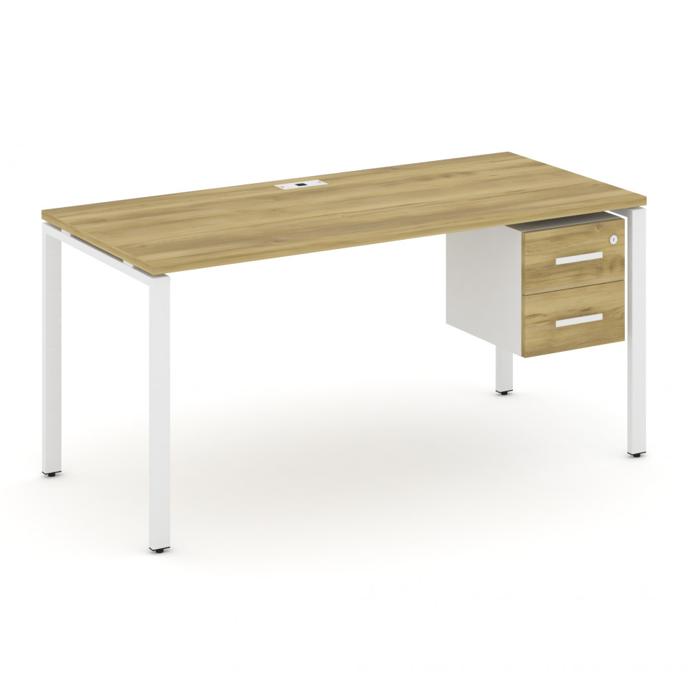 Concept Стол рабочий с подвесной тумбой с 2 ящ. CN.SP-116 W Дуб Винченцо/Белый Бриллиант/Металл Белы