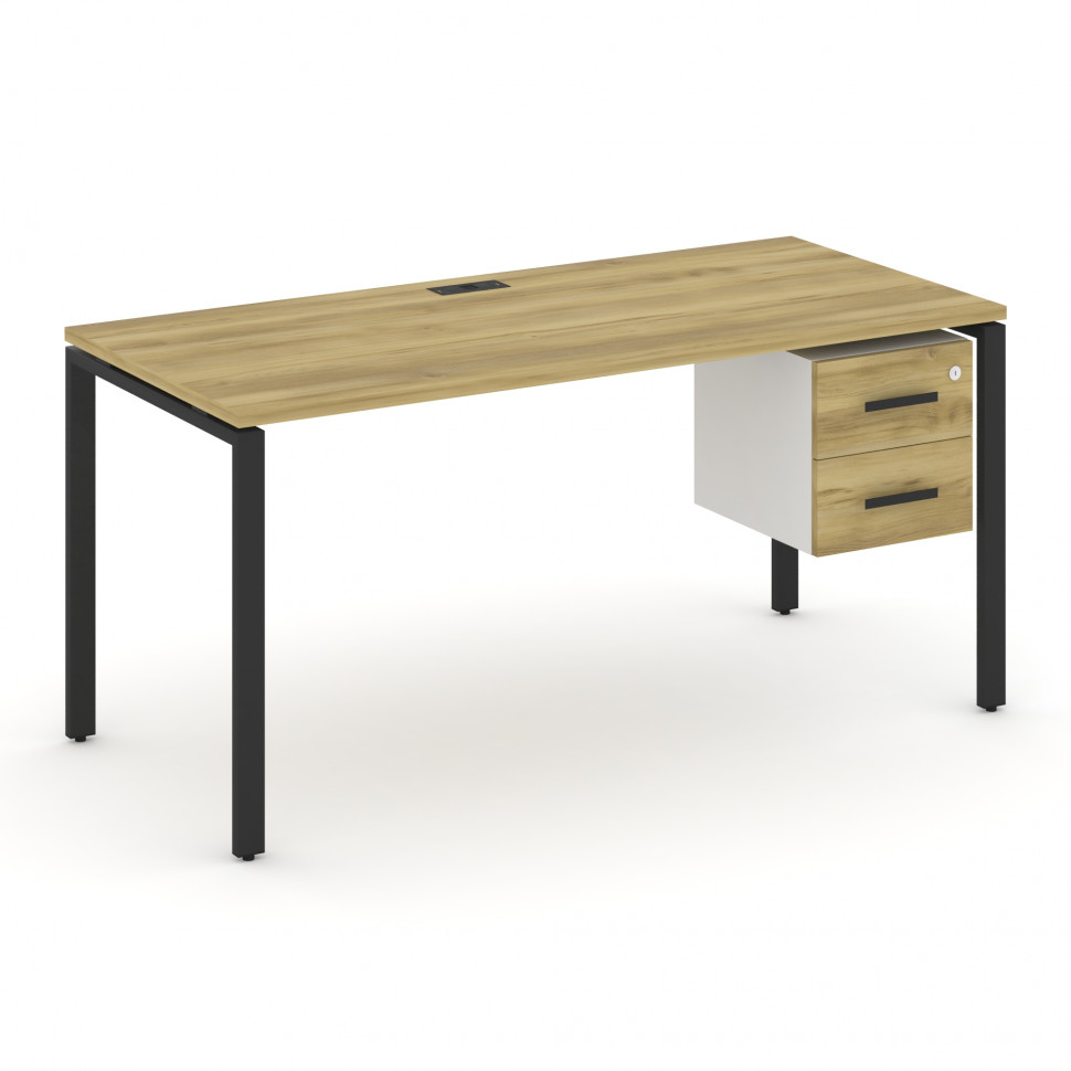 Concept Стол рабочий с подвесной тумбой с 2 ящ. CN.SP-116 B Дуб Винченцо/Белый Бриллиант/Металл Черн
