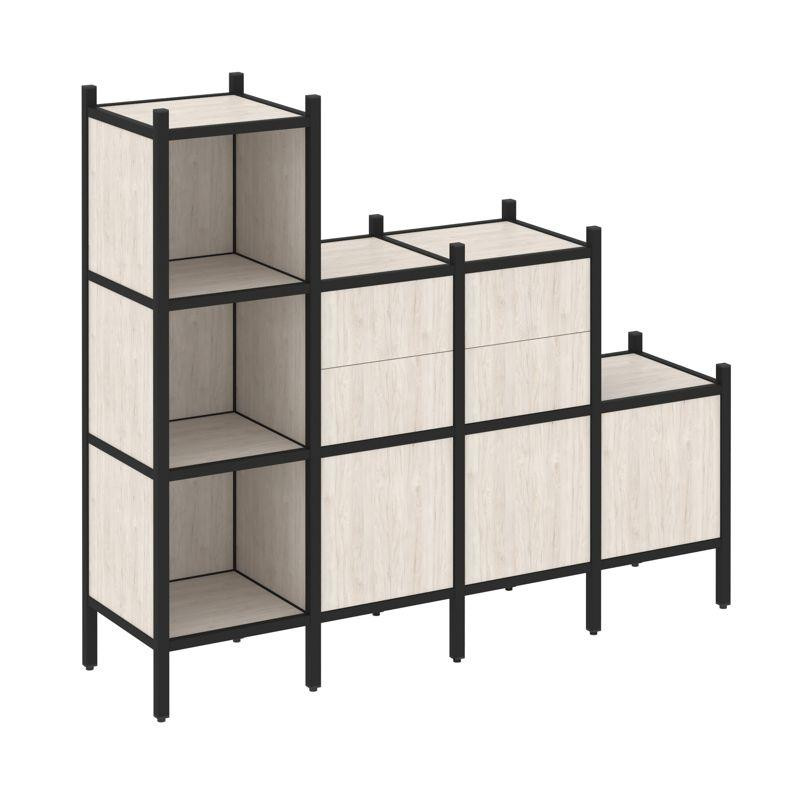 Loft Прямой стеллаж VR.L-17 Денвер Светлый/Металл Черный 1694*446*1458