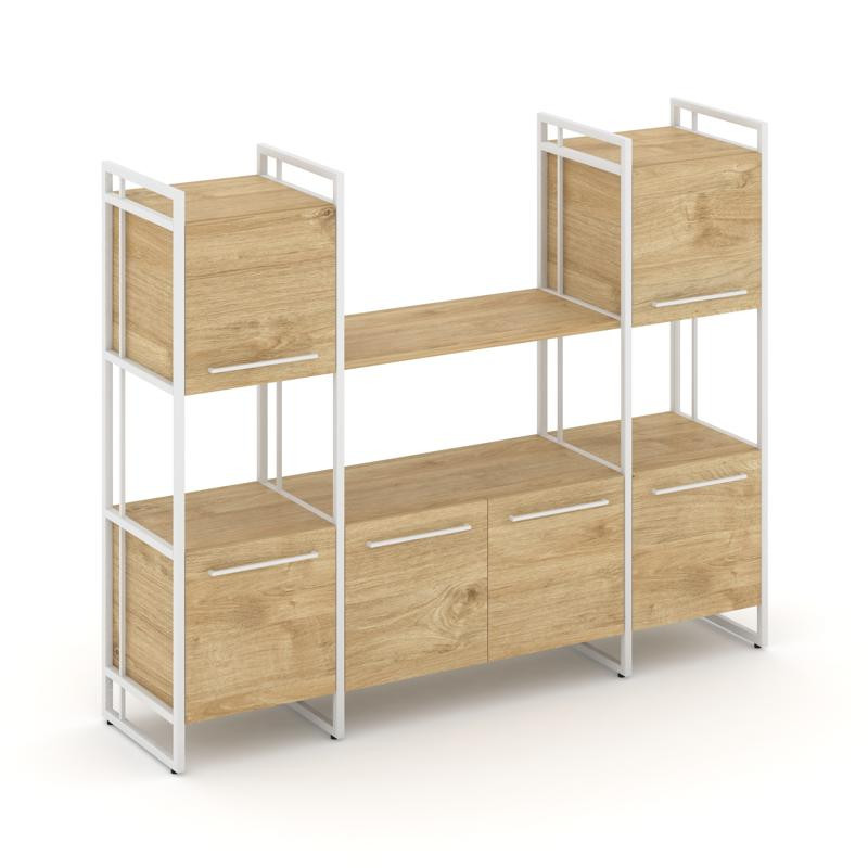 Rift Шкаф комбинированый RF.NS-002 Тиквуд Светлый/Металл Белый/Белый Ручки 1598*396*1286