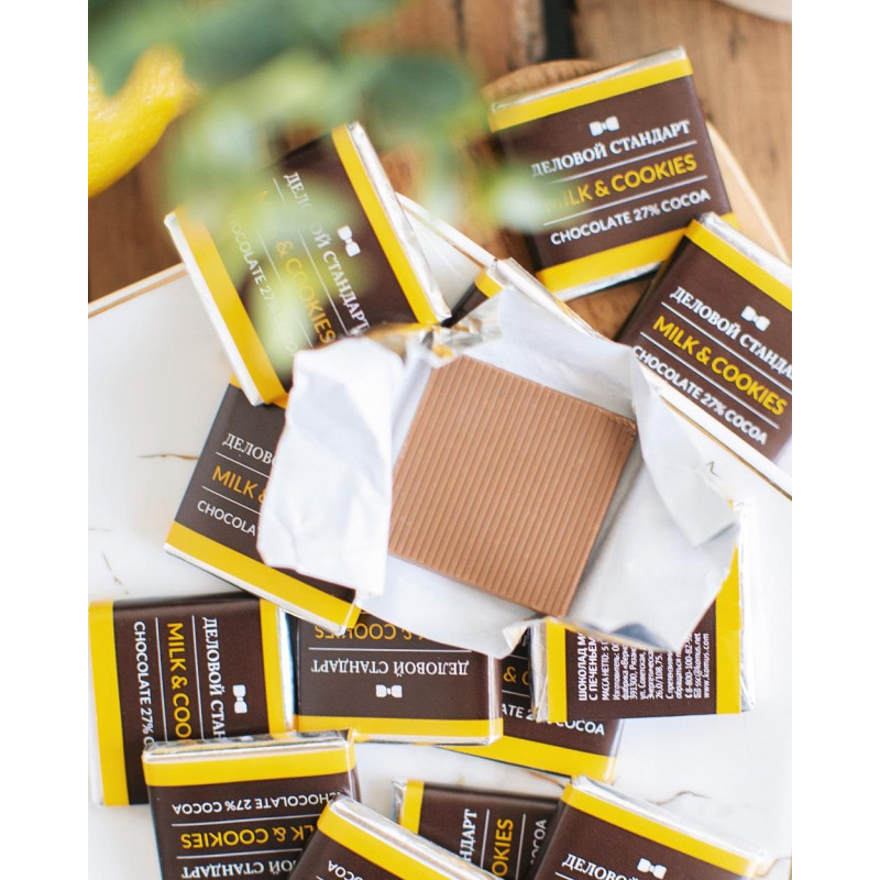 Шоколад порционный Деловой Стандарт Milk&amp;cookies, 5г/80шт