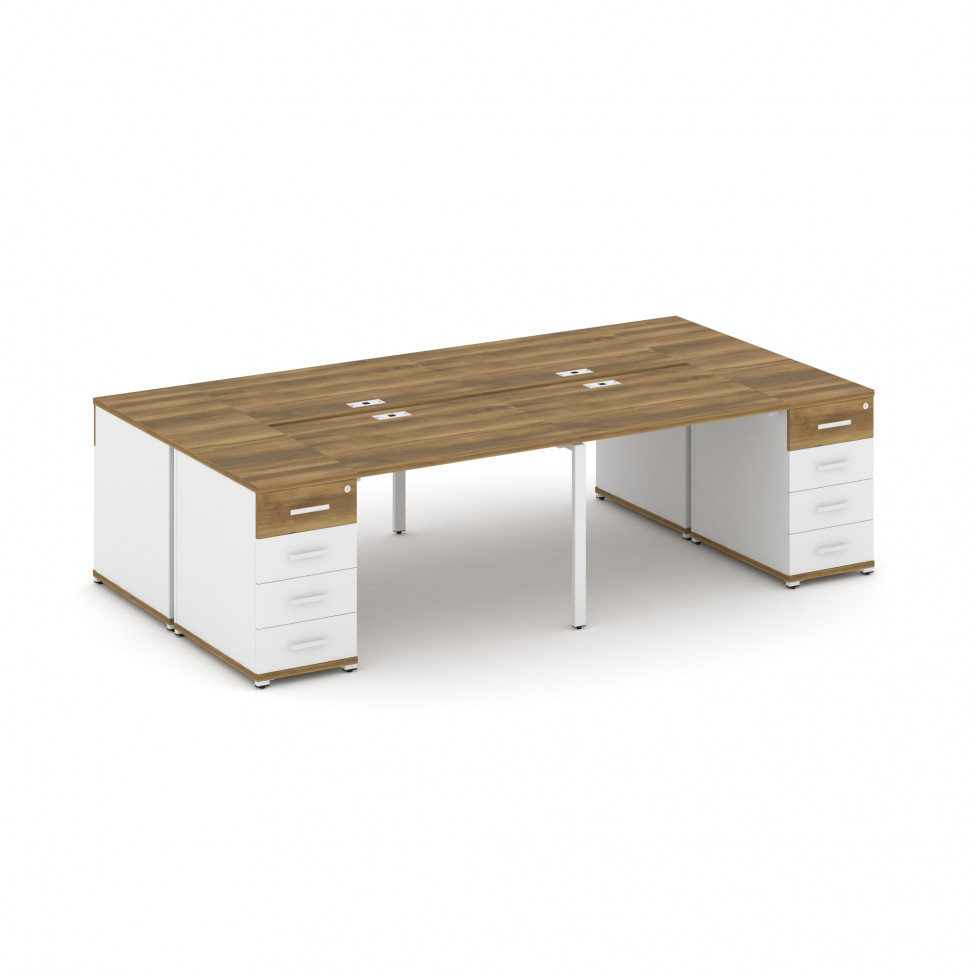 Concept Рабочая станция 4 места с 2 опорными тумбами CN.DRS-425 W Сандал Янтарный/Белый Бриллиант/Ме Concept Рабочая станция 4 места с 2 опорными тумбами CN.DRS-425 W Сандал Янтарный/Белый Бриллиант/Ме