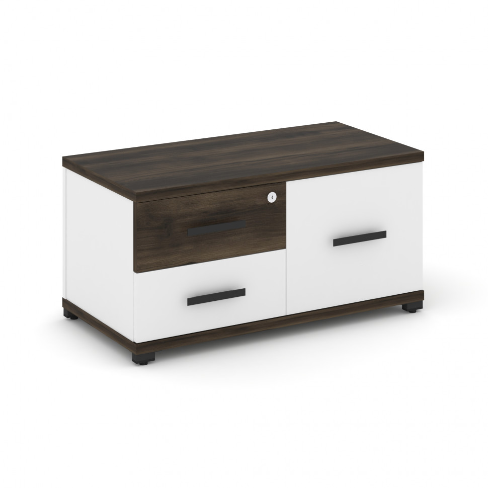Concept Тумба приставная широкая 2 ящ.+1 распаш. фасад CN.TSP-004 B Дуб Мали/Белый Бриллиант/Металл