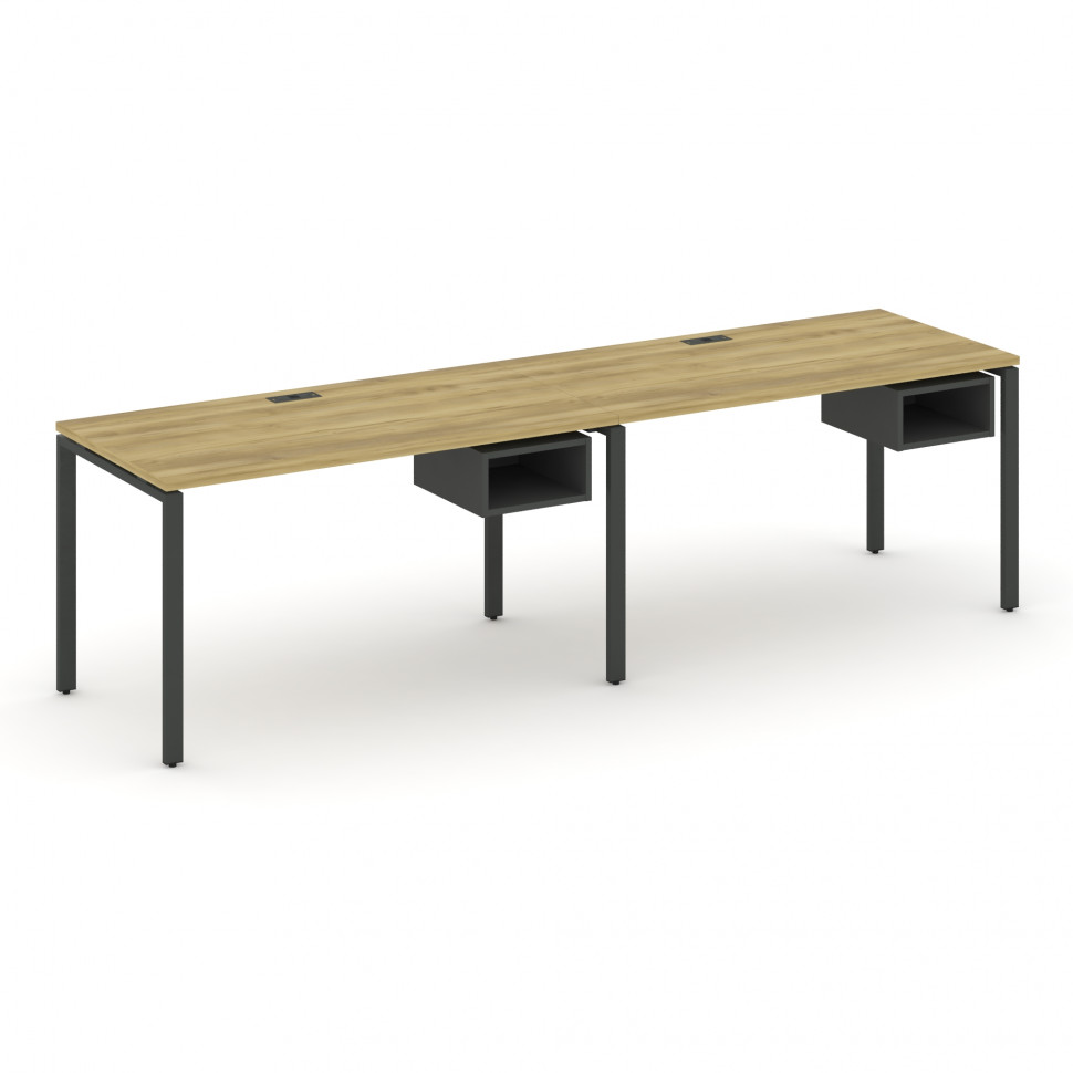 Concept Рабочая станция односторонняя с подвес. тумбами 2 места CN.ORS-104 Дуб Винченцо/Антрацит/Мет