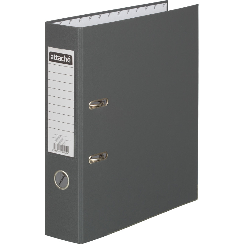 Папка-регистратор 75мм Attache А4, темно-сер., тиснение кожа, мет. угол