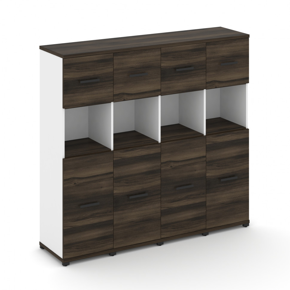 Concept Шкаф 4 узкие секции, 4 ниши CN.STU-445 B Дуб Мали/Белый Бриллиант/Металл Черный 1668*420*155