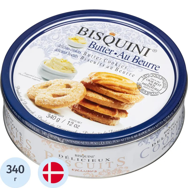 Печенье сдобное Bisquini Датское ассорти, 340г