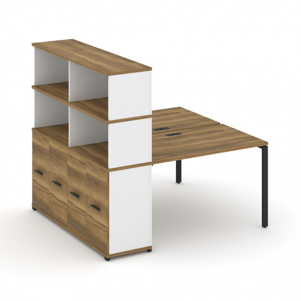Concept Рабочая станция с опорным распаш. шкафом с надставкой выс. CN.DRS-230 B Сандал Янтарный/Белы