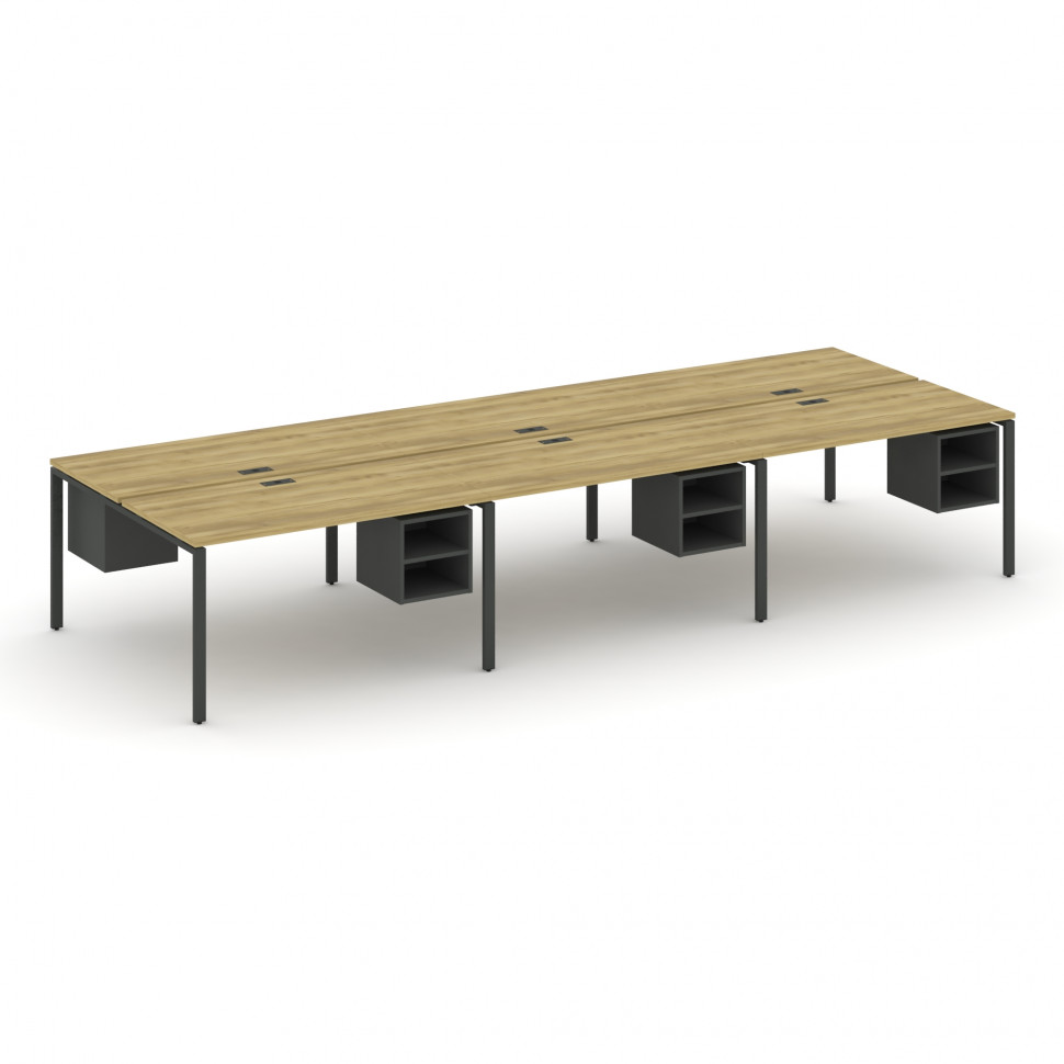 Concept Рабочая станция двухсторонняя с подвес. тумбами на 6 мест CN.DRS-145 Дуб Винченцо/Антрацит/М Concept Рабочая станция двухсторонняя с подвес. тумбами на 6 мест CN.DRS-145 Дуб Винченцо/Антрацит/М