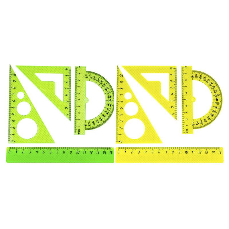 Набор малый: линейка 15см, угольники 10см и 7см, трансп-р 10см,цвет васс.