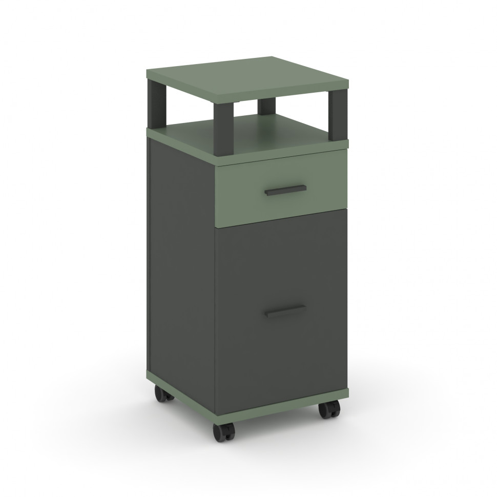 Concept Тумба мобильная 1 ящ.+1 распаш. фасад с надставкой CN.TUM-012 A Кобо/Антрацит/Металл Антраци