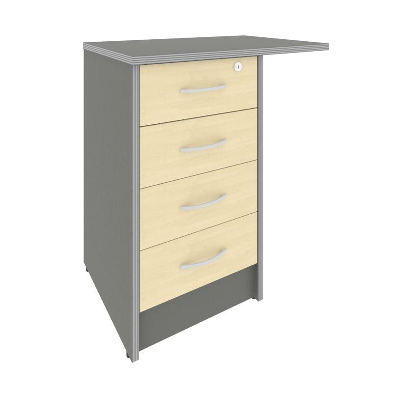 Riva Тумба приставная c фолдингом (с замком, 4 ящика, универсальная левая/правая) А.ТП-4.3F-S Клен М