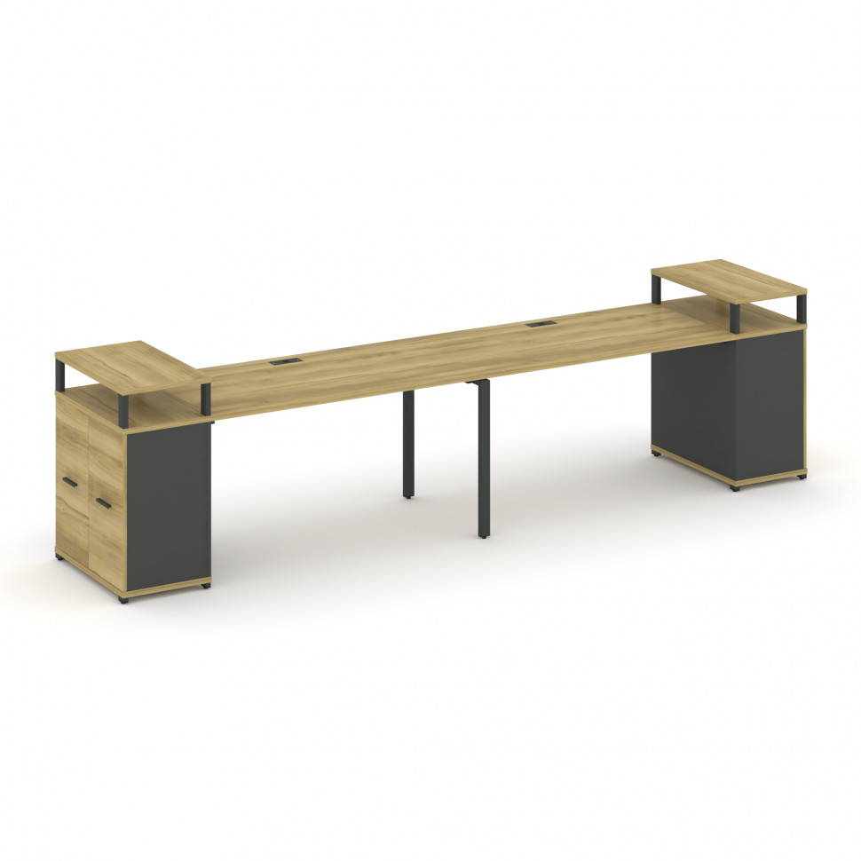 Concept Рабочая станция с опорными распаш. шкафами с верх. горизонтами  CN.ORS-223 A Дуб Винченцо/Ан