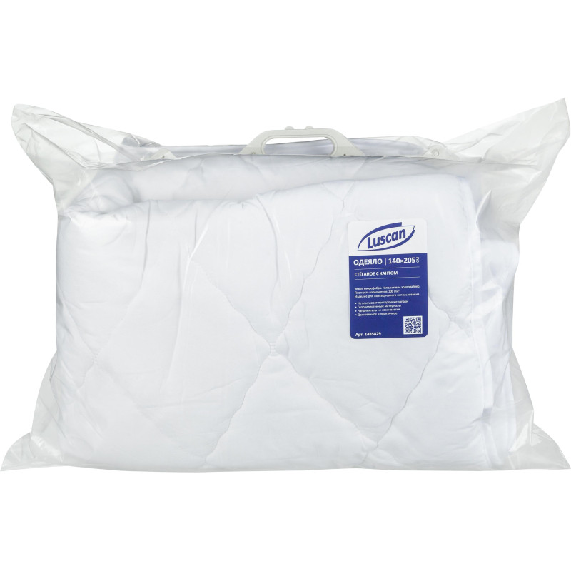 Одеяло Luscan 140х205 стег, кант, 200-250гр/м2 (холлофайбер/микрофибра),бел
