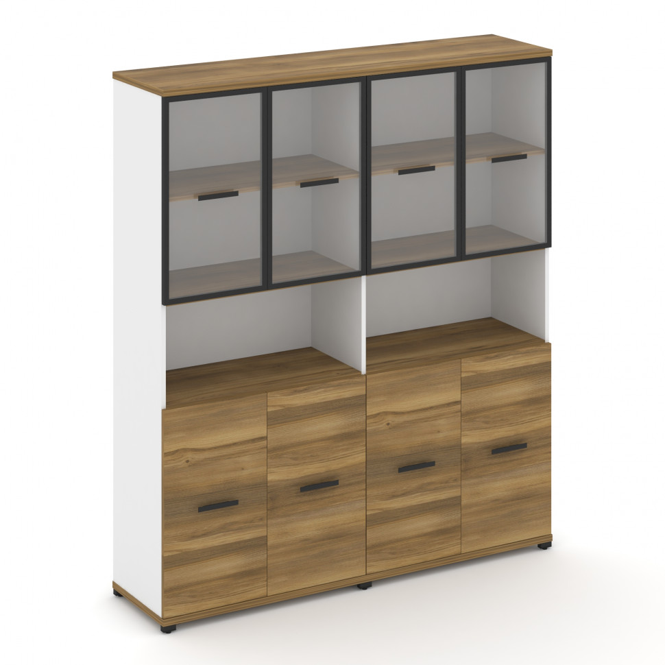 Concept Шкаф 2 широкие секции, 5 ниш CN.STS-523 RPB B Сандал Янтарный/Белый Бриллиант/Металл Черный/