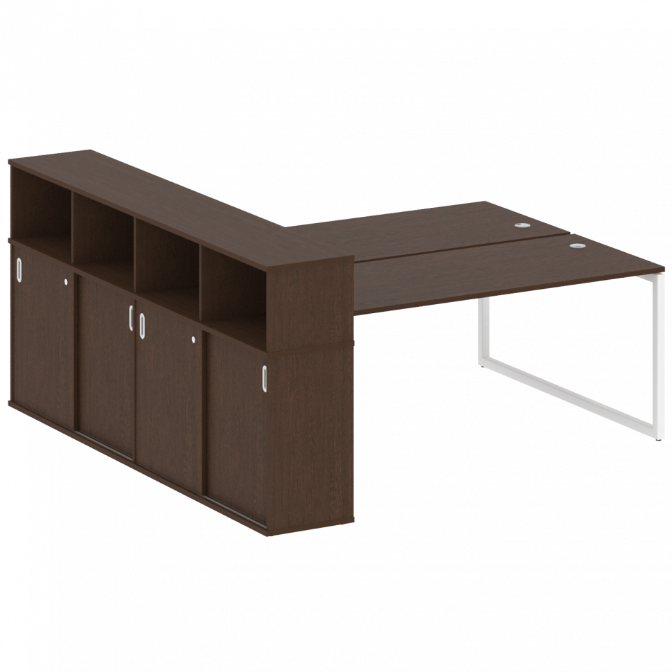 Metal System Quattro Рабочая станция с шкафом-купе на О-образном м/к 40БО.РС-СШК-4.5 Т Венге Цаво/Ме