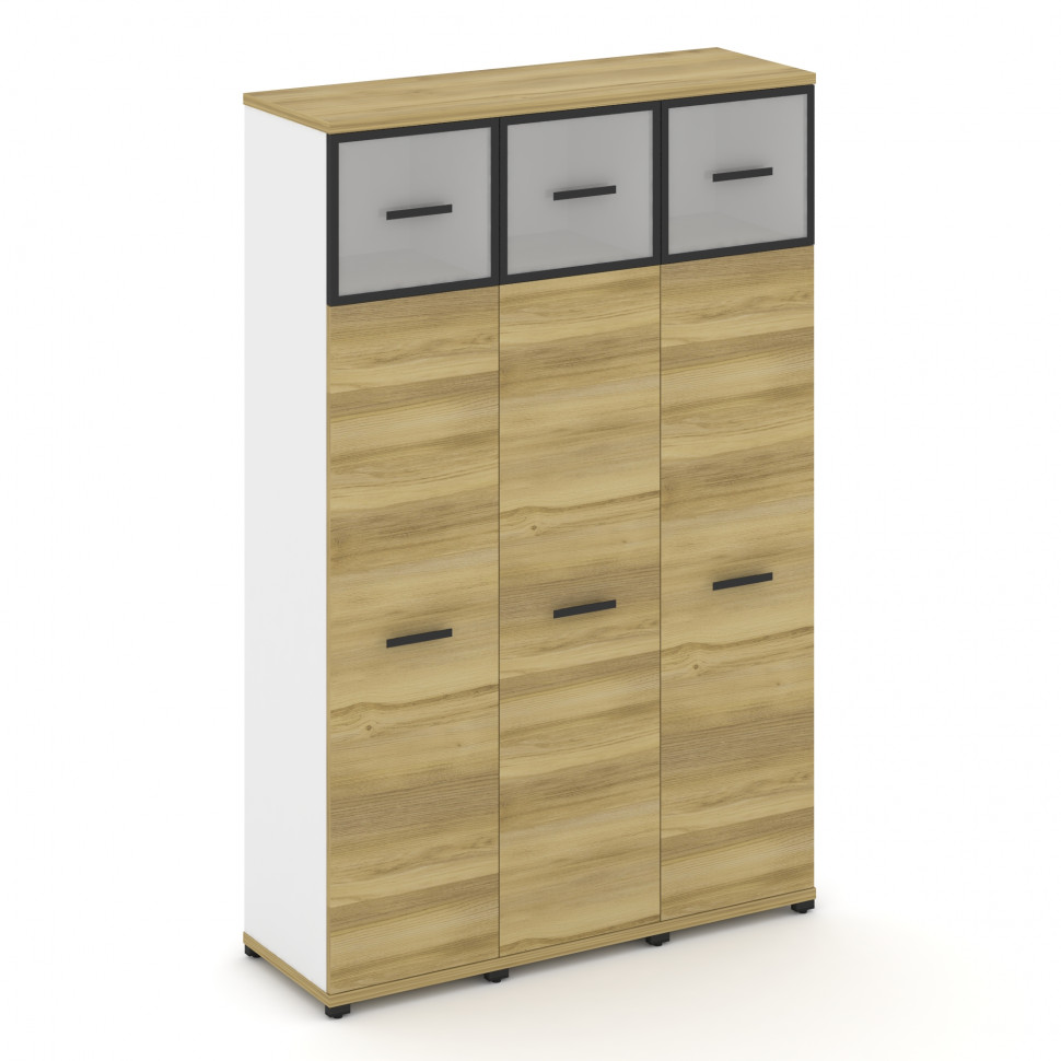 Concept Шкаф 3 узкие секции, 5 ниш CN.STU-537 RMB B Дуб Винченцо/Белый Бриллиант/Металл Черный/Сатин