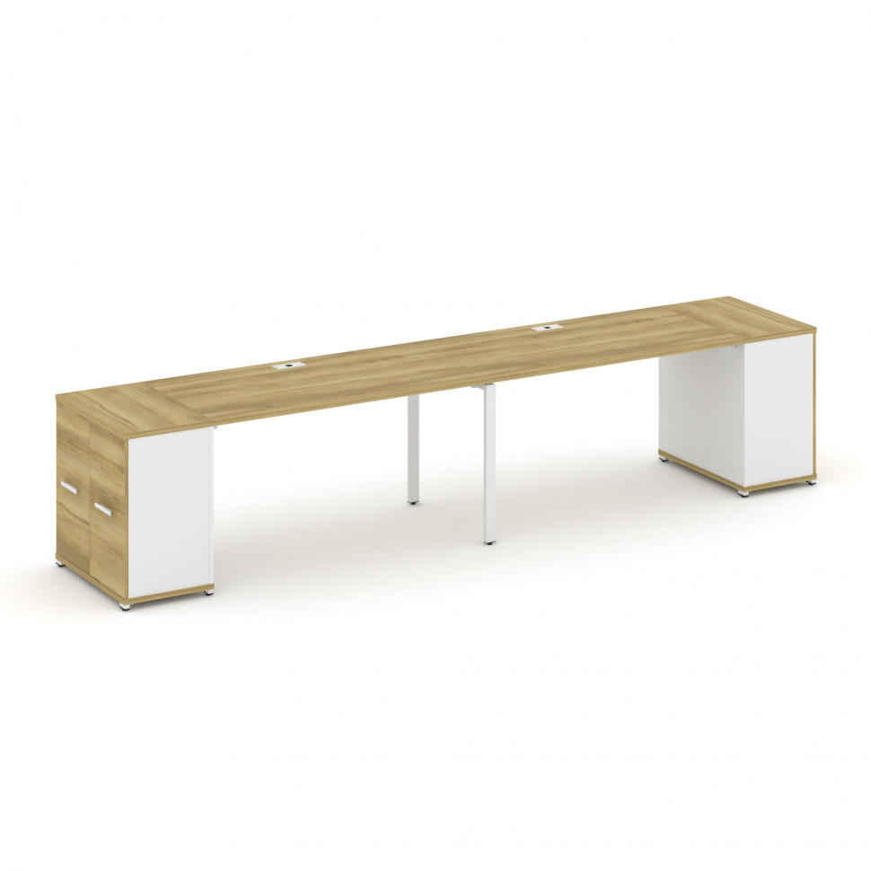 Concept Рабочая станция с опорными распаш. шкафами CN.ORS-219 W Дуб Винченцо/Белый Бриллиант/Металл